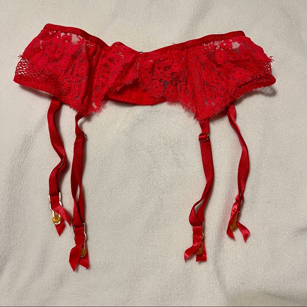 Red lace garter belt